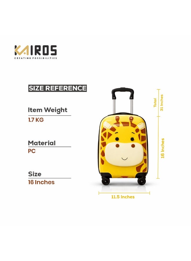 Kairos Giraffe Fun & Travel Yellow Suitcase, Durable, Lightweight, Spacious, Kids Trolly Cabin Bag - Image 5
